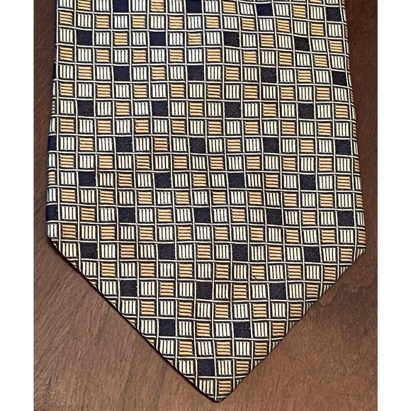 Vintage Nautica Gold Black 100% Silk Men’s Neck Tie Made In Costa Rica - Picture 1 of 9